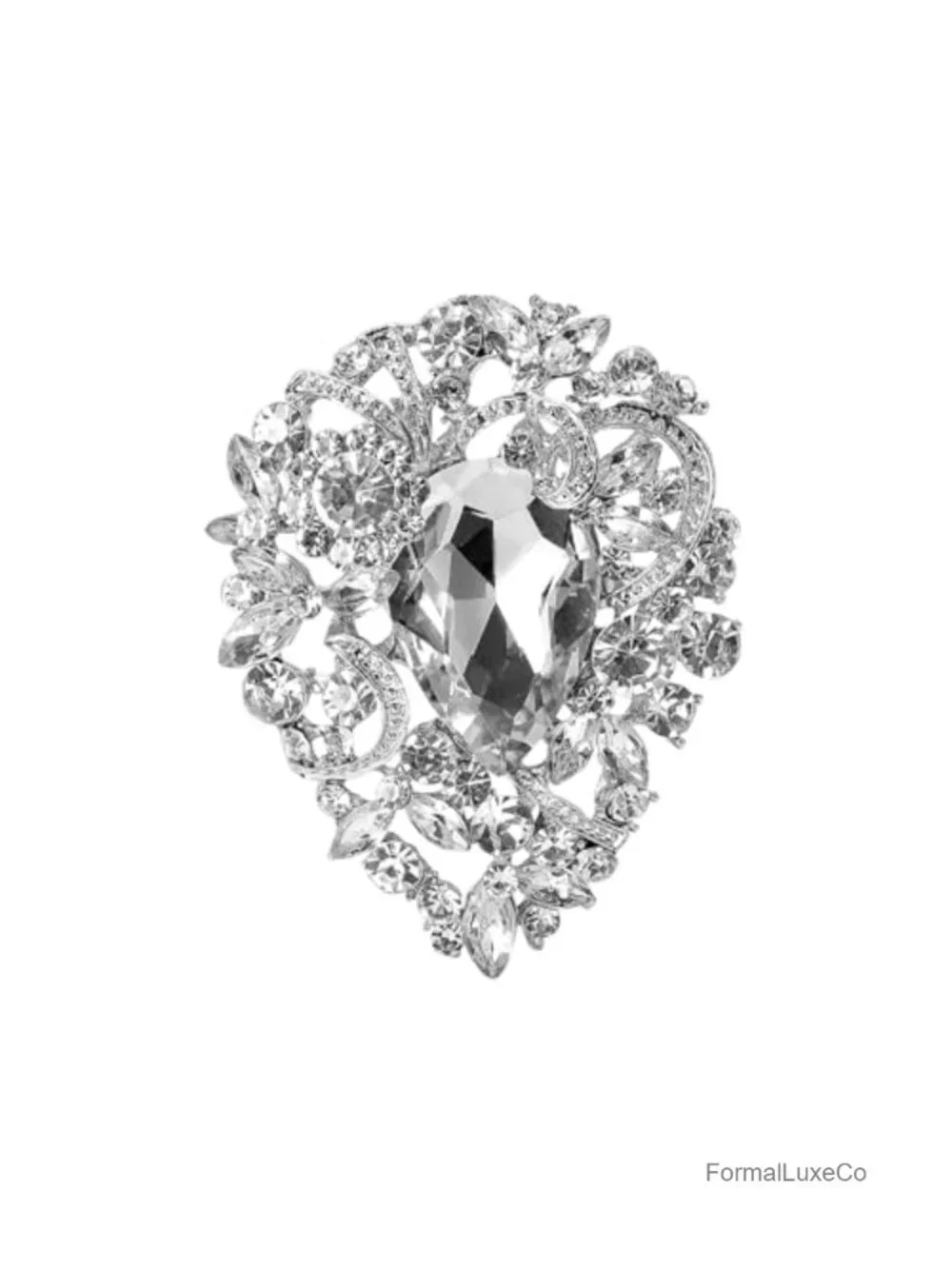 Oval Crystal Rhinestone Brooch Pin for Women Wedding Bridal
